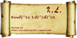 Kováts Lóránt névjegykártya